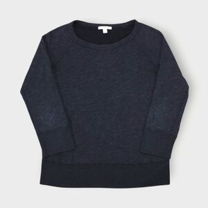 James Perse Womens Size 1 Navy Long Sleeve Supima Cotton Scoop Neck Top USA